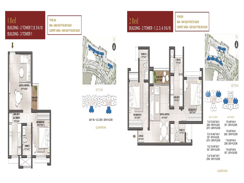 The Prestige City 1 & 2 BHK BHK Apartment Floor Plan